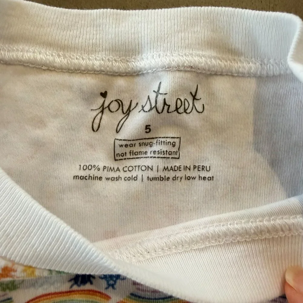 Joy Street Rainbow Pajama Set Size 5 | 100% Pima Cotton | Colorful Print - Picture 3 of 3